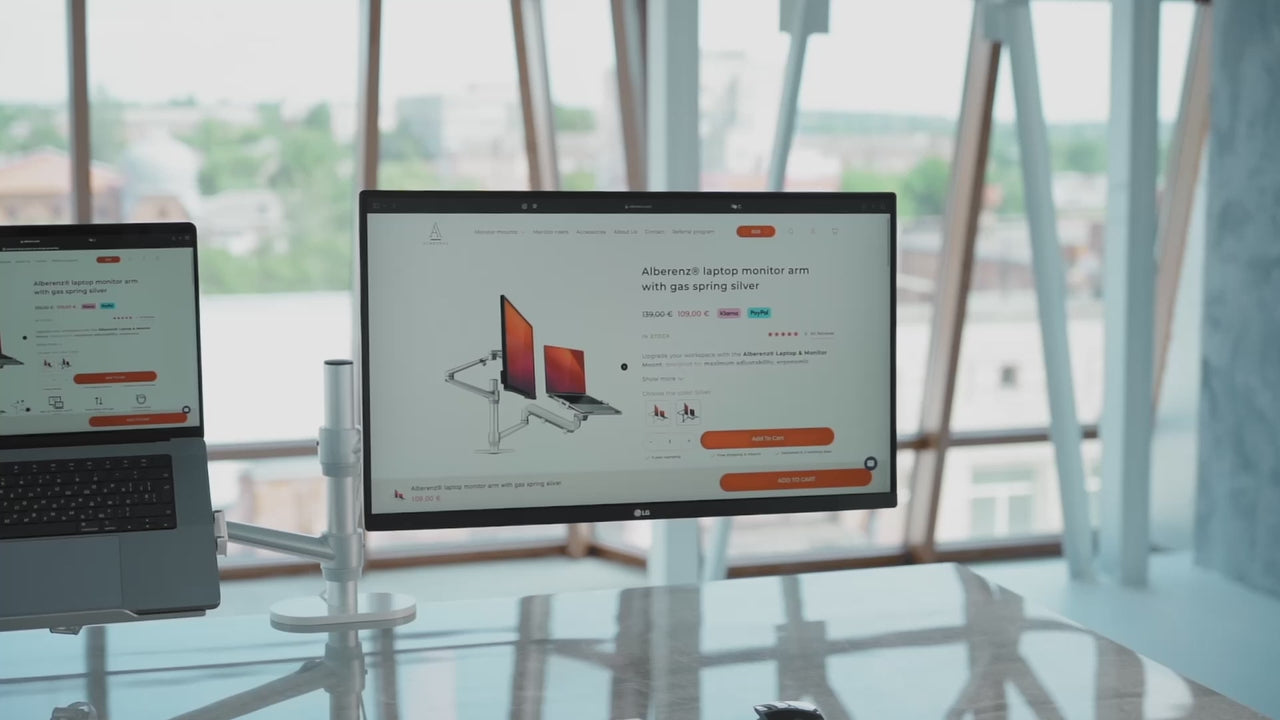 Alberenz® Laptop Monitorarm mit Gasfeder silber