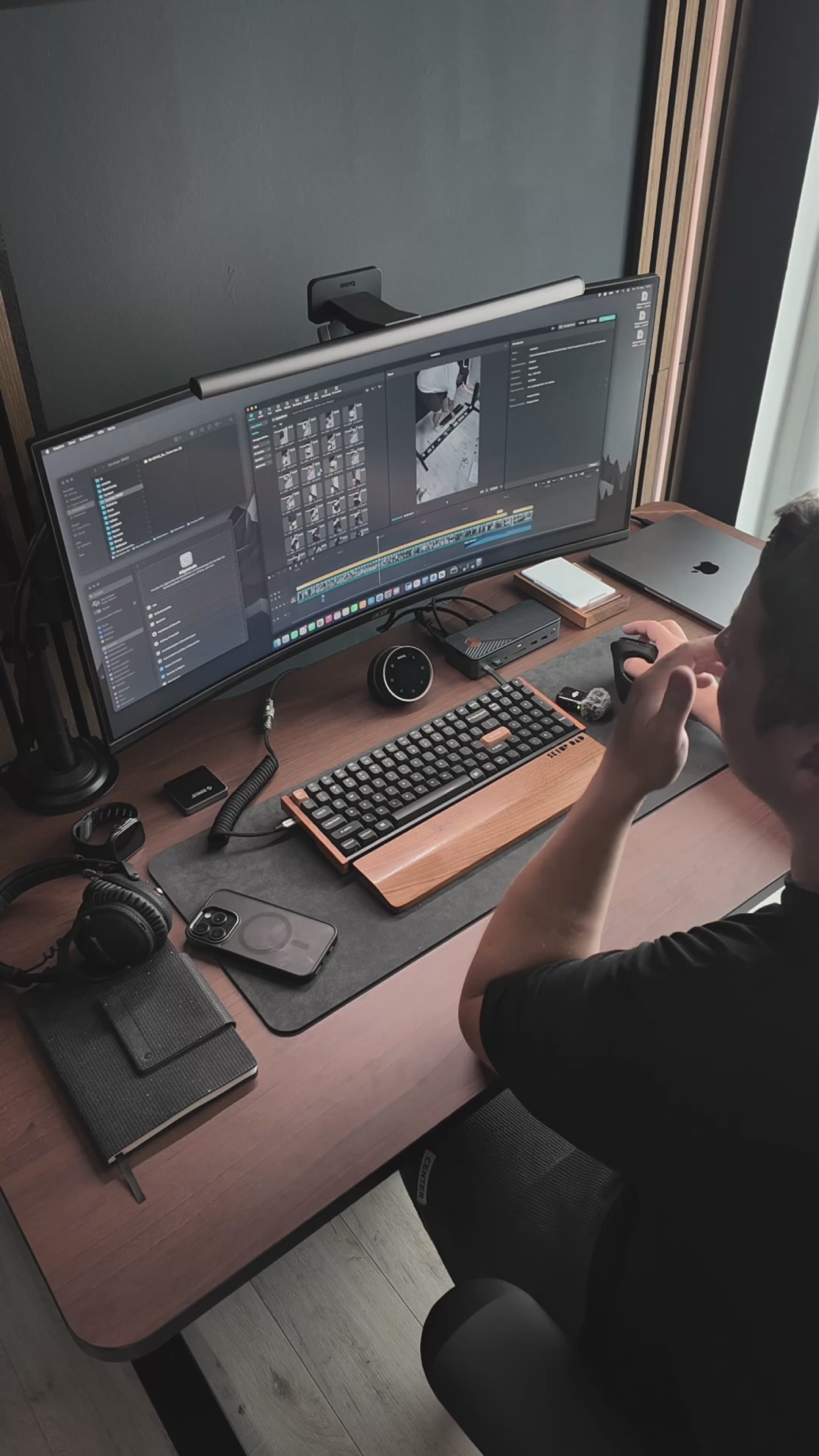 Alberenz® Monitorständer aus Walnussholz - 2 Monitore